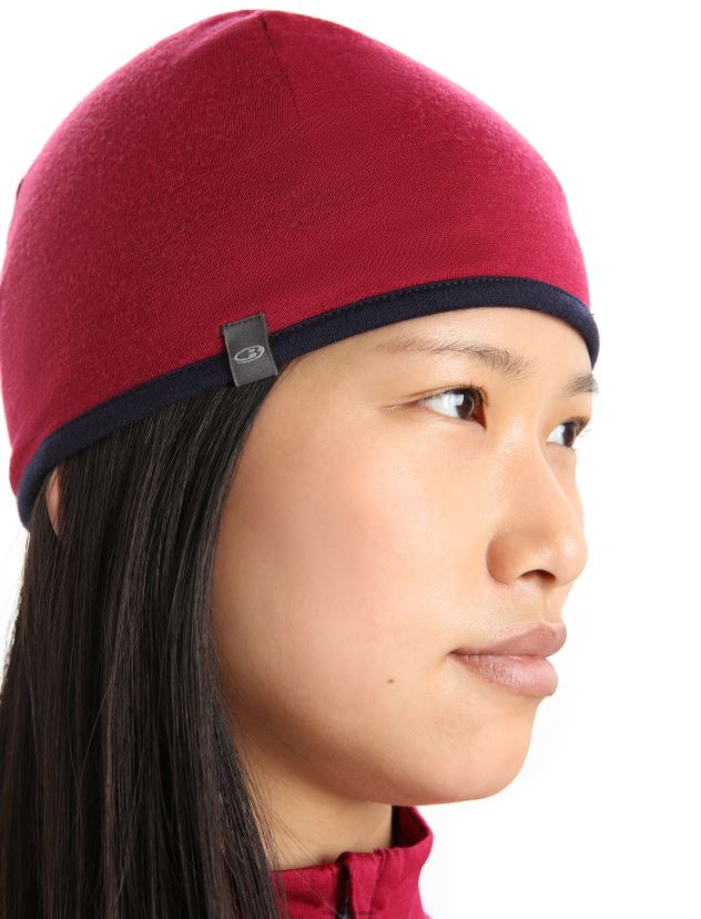 Icebreaker Unisex Merino Pocket BeanieCherry/Midnight Navy 80BXXP448 Accessories