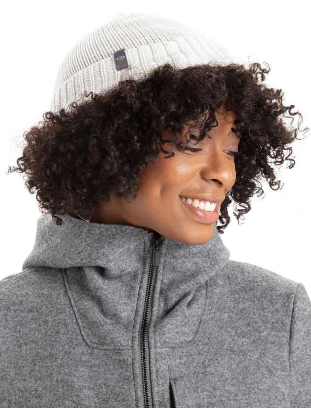 Icebreaker Unisex Merino Vela Cuff BeanieEcru Heather 80BXXP463 Accessories