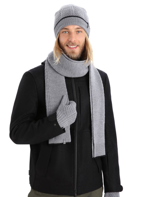 Icebreaker Unisex Merino Waypoint ScarfGritstone Heather/Black 80BXXP334 Accessories