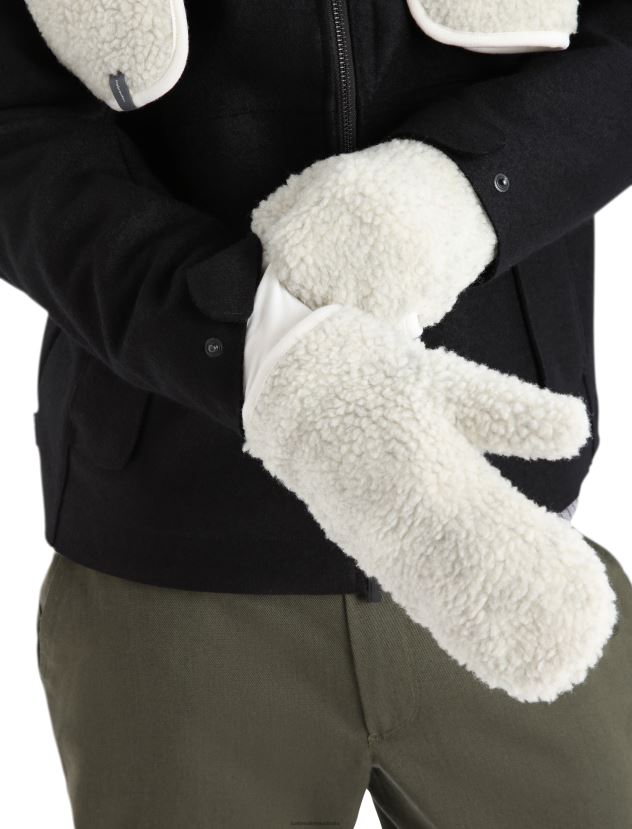 Icebreaker Unisex RealFleece Merino High Pile MittensEcru Heather 80BXXP305 Clothing
