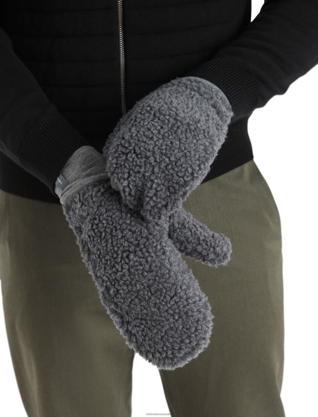 Icebreaker Unisex RealFleece Merino High Pile MittensGritstone Heather 80BXXP306 Clothing
