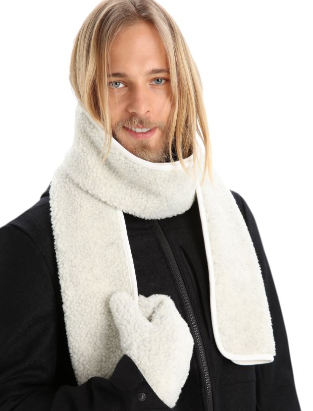 Icebreaker Unisex RealFleece Merino High Pile ScarfEcru Heather 80BXXP337 Accessories