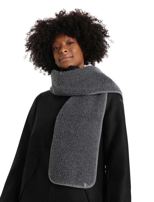 Icebreaker Unisex RealFleece Merino High Pile ScarfGritstone Heather 80BXXP338 Accessories