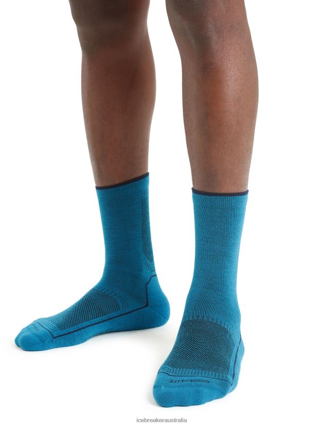 Icebreaker Men Cool-Lite Merino Hike 3Q Crew SocksGeo Blue 80BXXP270 Accessories