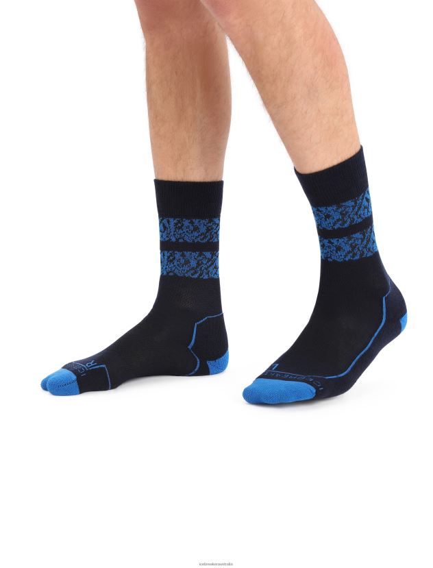 Icebreaker Men Merino Hike+ Light Crew Socks Natural SummitMidnight Navy/Lazurite 80BXXP287 Accessories
