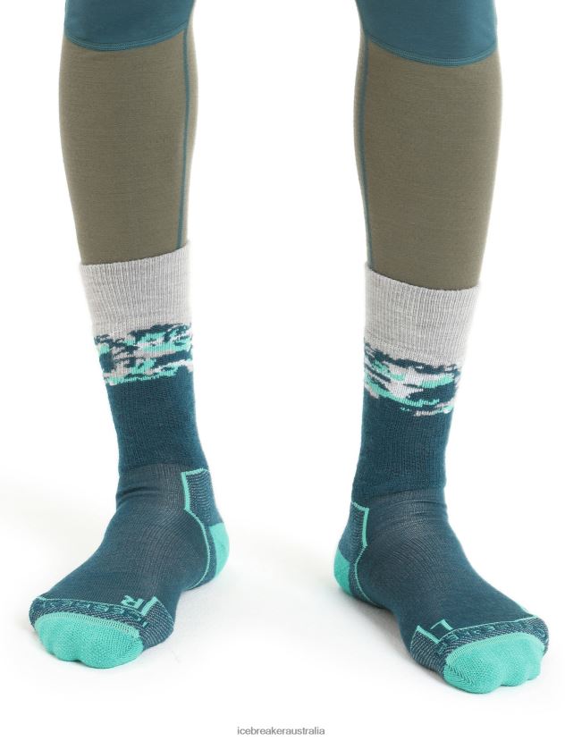 Icebreaker Men Merino Hike+ Medium Crew Socks SedimentaryGreen Glory/Fresh 80BXXP285 Accessories