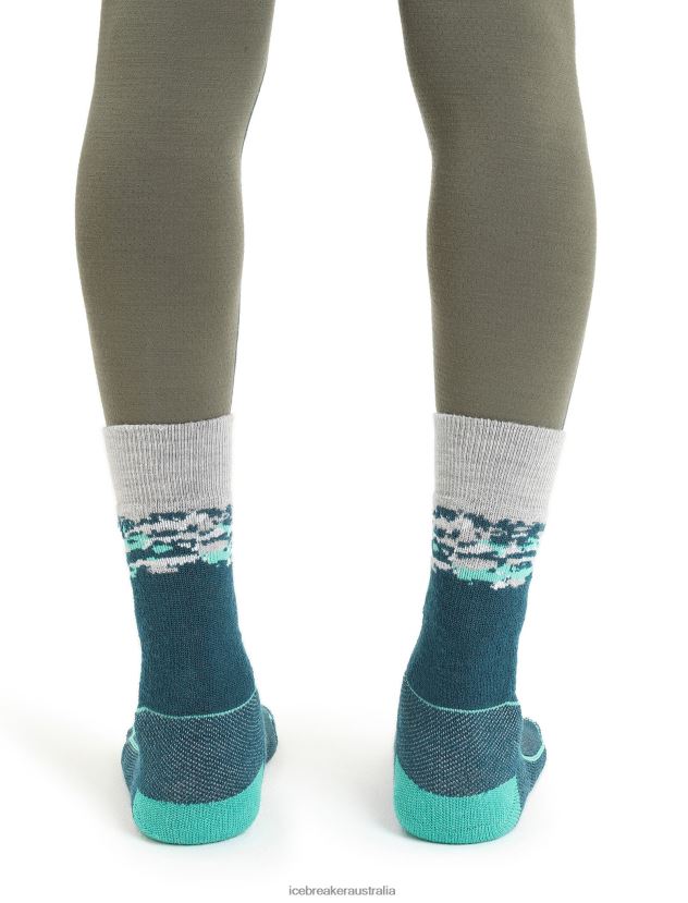 Icebreaker Men Merino Hike+ Medium Crew Socks SedimentaryGreen Glory/Fresh 80BXXP285 Accessories