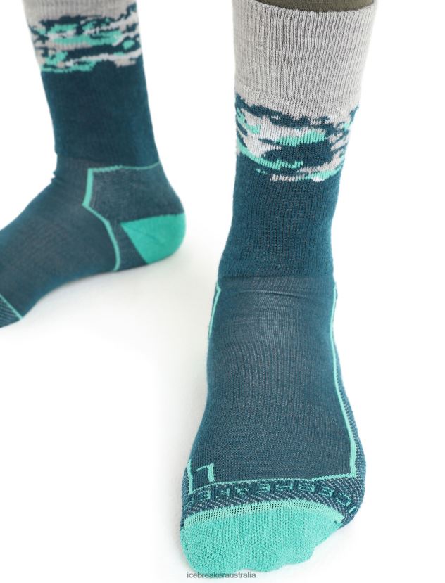 Icebreaker Men Merino Hike+ Medium Crew Socks SedimentaryGreen Glory/Fresh 80BXXP285 Accessories
