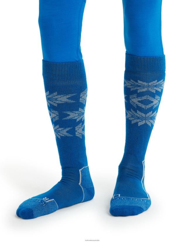 Icebreaker Men Merino Ski+ Light Over the Calf Socks Ski HeritageLazurite/Snow 80BXXP458 Accessories