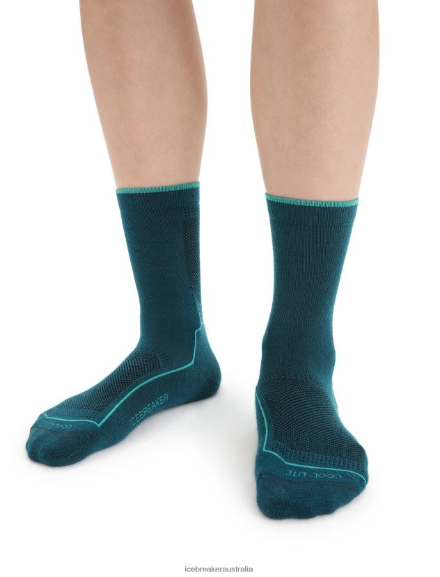 Icebreaker Women Cool-Lite Merino Hike 3Q Crew SocksGreen Glory/Fresh 80BXXP779 Accessories