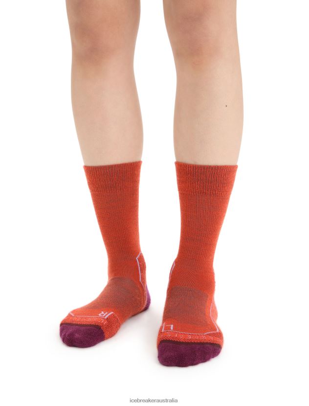 Icebreaker Women Merino Hike+ Light Crew SocksVibrant Earth Heather/Go Berry 80BXXP784 Accessories