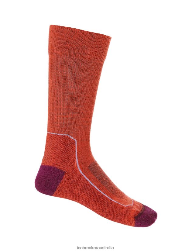 Icebreaker Women Merino Hike+ Light Crew SocksVibrant Earth Heather/Go Berry 80BXXP784 Accessories