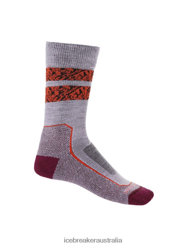 Icebreaker Women Merino Hike+ Light Crew Socks Natural SummitPurple Gaze/Go Berry 80BXXP786 Accessories