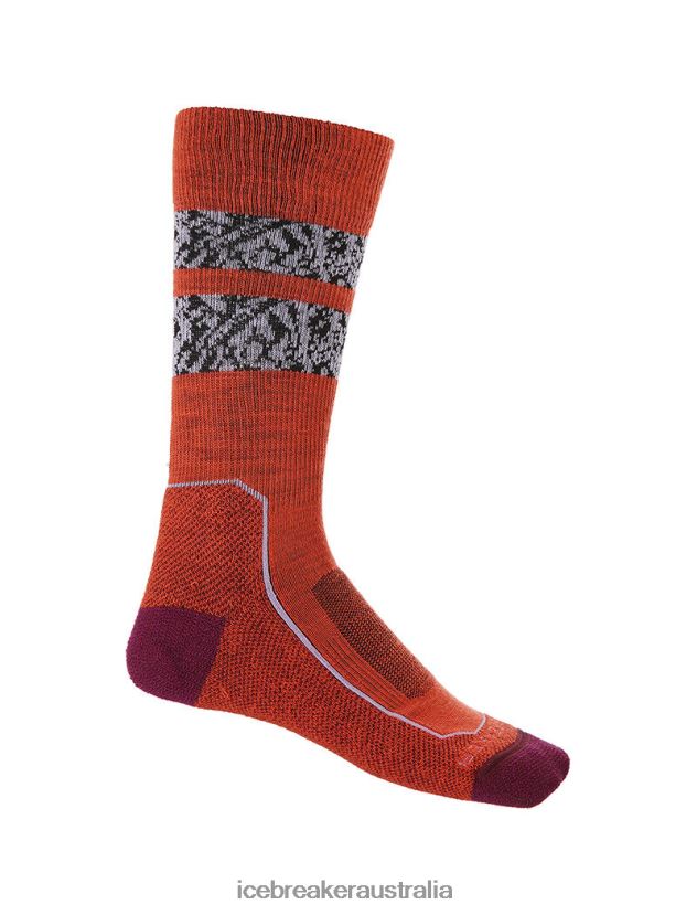 Icebreaker Women Merino Hike+ Light Crew Socks Natural SummitVibrant Earth Heather/Go Berry 80BXXP787 Accessories