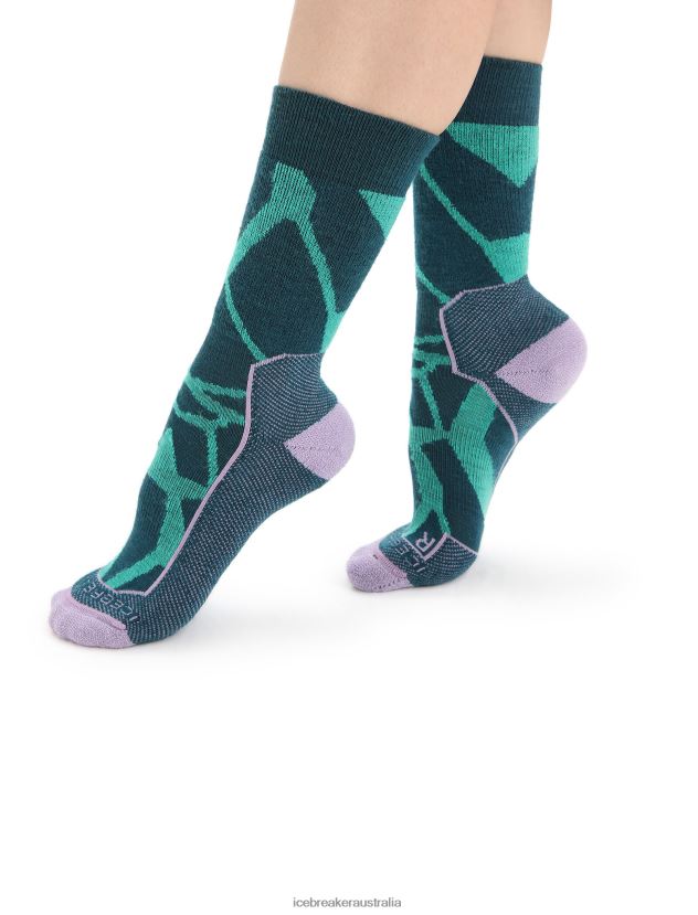 Icebreaker Women Merino Hike+ Medium Crew Socks Fractured LandscapesFresh/Green Glory 80BXXP774 Accessories