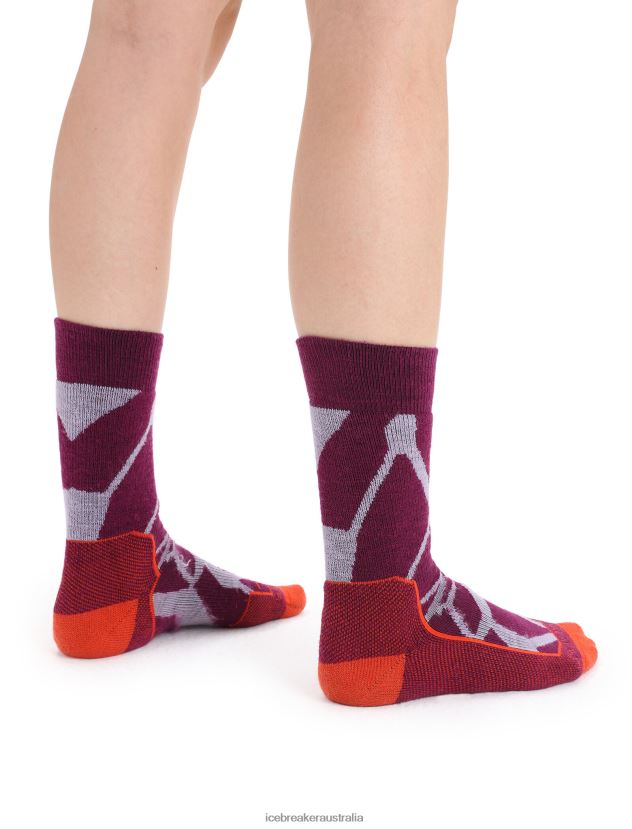 Icebreaker Women Merino Hike+ Medium Crew Socks Fractured LandscapesPurple Gaze/Go Berry 80BXXP775 Accessories