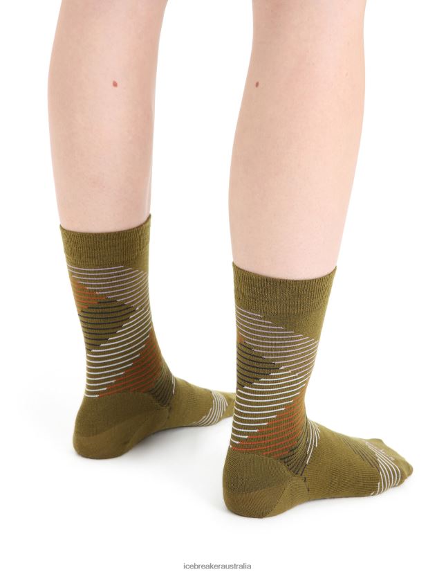 Icebreaker Women Merino Lifestyle Fine Gauge Crew Socks DashesAlgae/Purple Haze 80BXXP765 Accessories