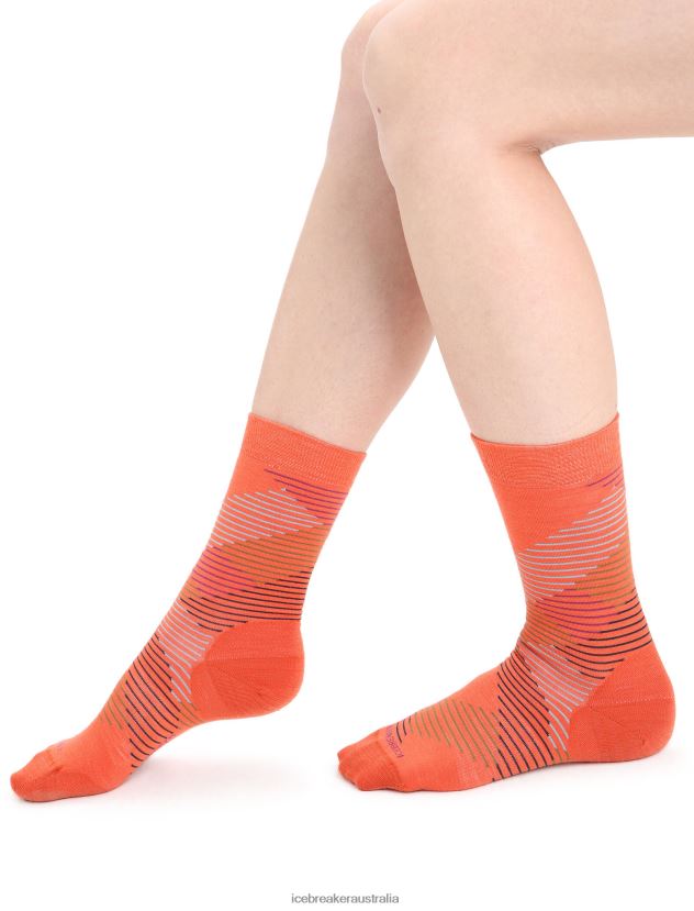 Icebreaker Women Merino Lifestyle Fine Gauge Crew Socks DashesVibrant Earth Heather/Go Berry 80BXXP766 Accessories
