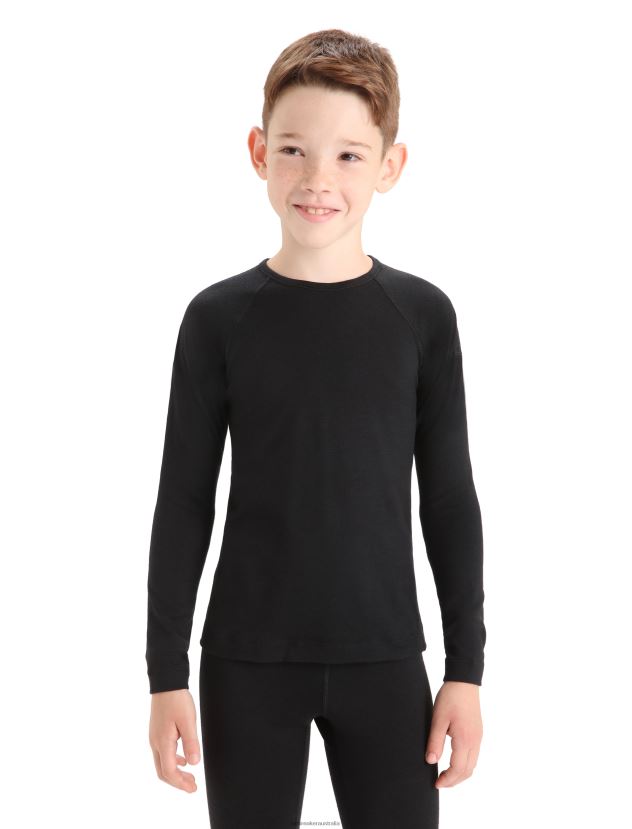 Icebreaker Kids Merino 200 Oasis Long Sleeve Crewe Thermal TopBlack 80BXXP934 Clothing