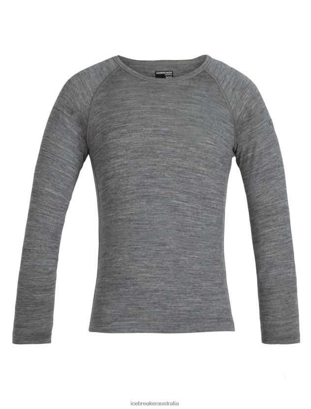 Icebreaker Kids Merino 200 Oasis Long Sleeve Crewe Thermal TopGritstone Heather 80BXXP935 Clothing