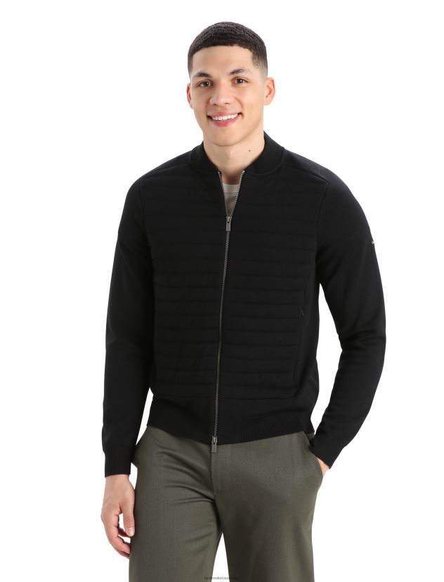 Icebreaker Men City Label ZoneKnit Merino Insulated Knit BomberBlack 80BXXP220 Clothing