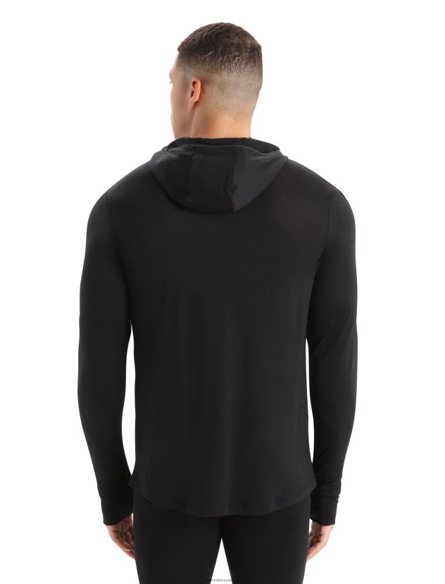 Icebreaker Men Cool-Lite Merino Long Sleeve HoodieBlack 80BXXP192 Clothing