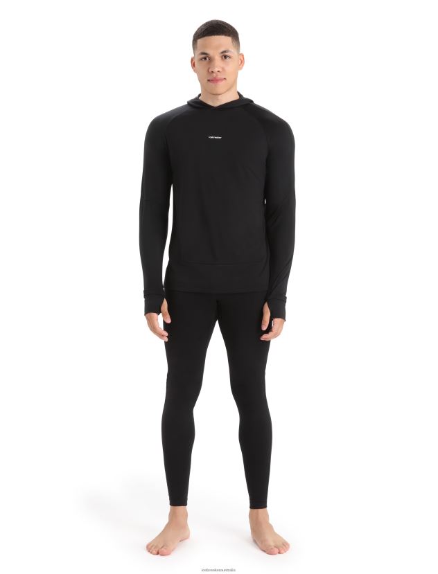 Icebreaker Men Cool-Lite Merino Long Sleeve HoodieBlack 80BXXP192 Clothing