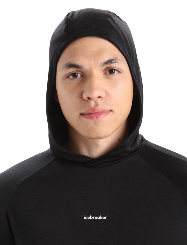 Icebreaker Men Cool-Lite Merino Long Sleeve HoodieBlack 80BXXP192 Clothing