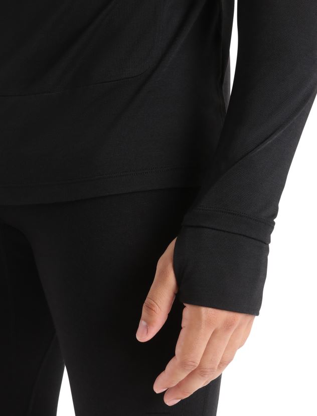 Icebreaker Men Cool-Lite Merino Long Sleeve HoodieBlack 80BXXP192 Clothing