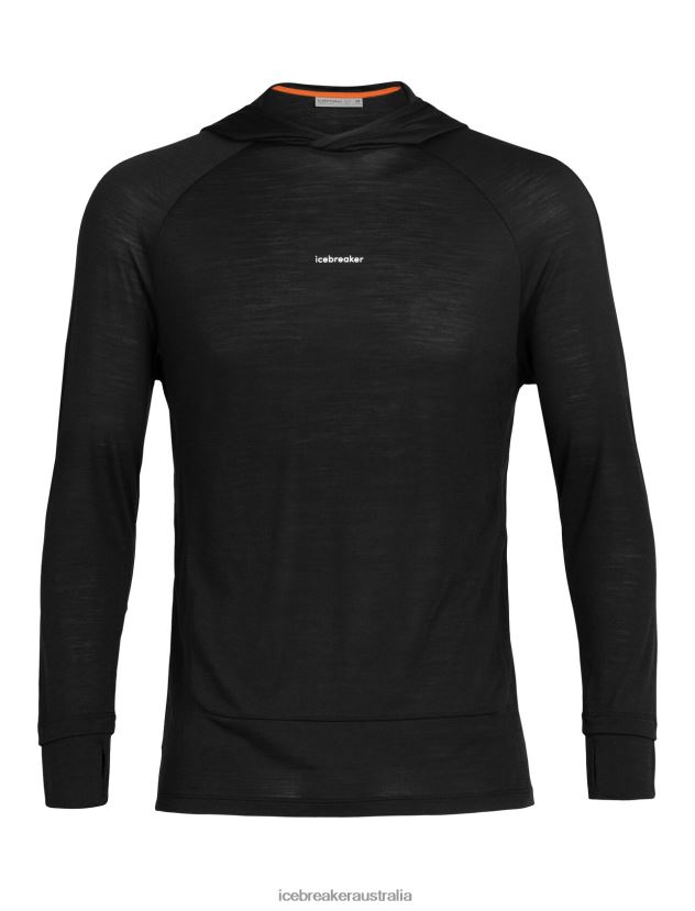 Icebreaker Men Cool-Lite Merino Long Sleeve HoodieBlack 80BXXP192 Clothing