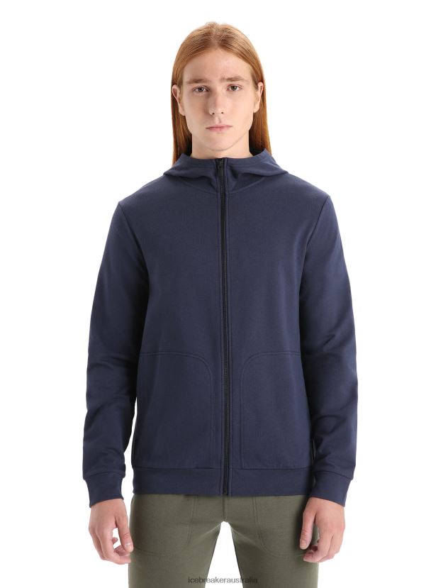 Icebreaker Men Merino Central Classic Long Sleeve Zip HoodieMidnight Navy 80BXXP209 Clothing