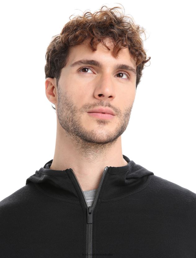 Icebreaker Men Merino Granary Long Sleeve Zip HoodieBlack 80BXXP207 Clothing