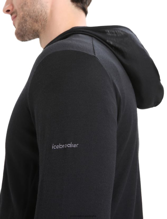Icebreaker Men Merino Granary Long Sleeve Zip HoodieBlack 80BXXP207 Clothing