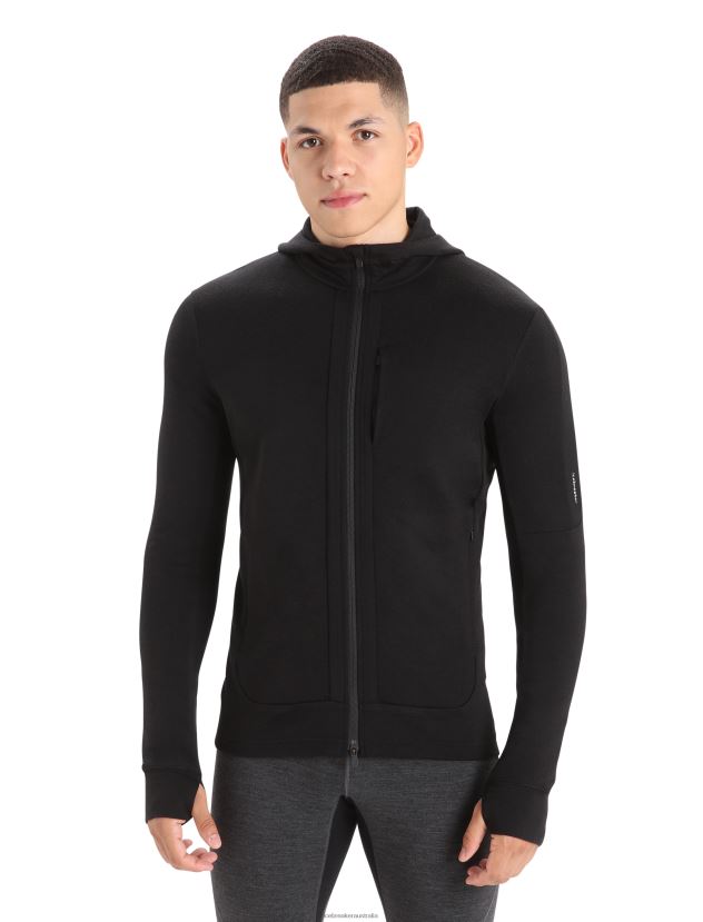 Icebreaker Men Merino Quantum III Long Sleeve Zip HoodieBlack 80BXXP201 Clothing