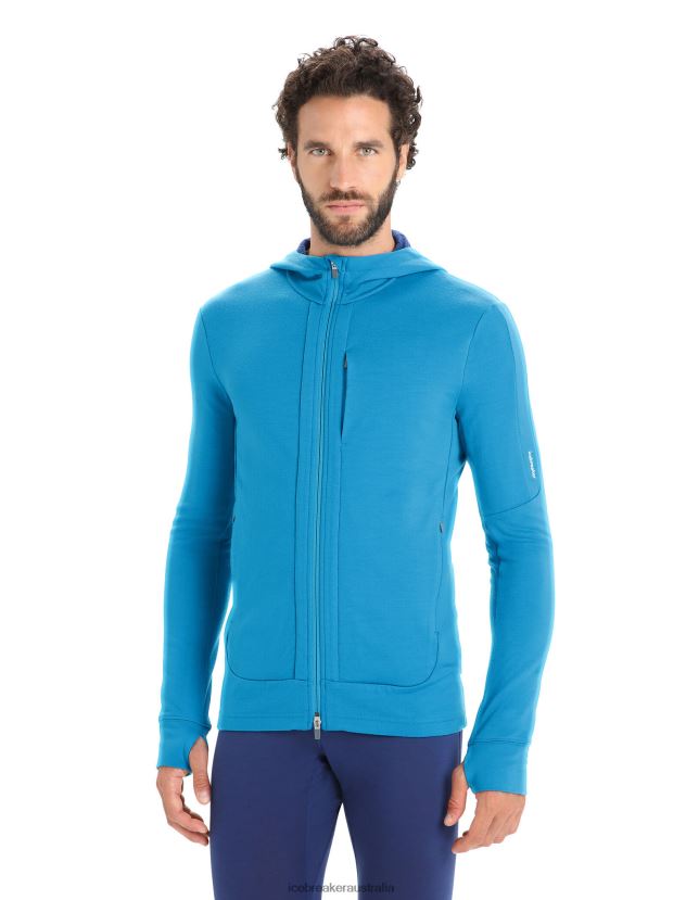 Icebreaker Men Merino Quantum III Long Sleeve Zip HoodieGeo Blue/Royal Navy 80BXXP204 Clothing