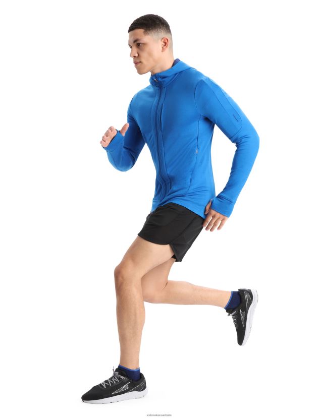 Icebreaker Men Merino Quantum III Long Sleeve Zip HoodieLazurite/Royal Navy 80BXXP203 Clothing