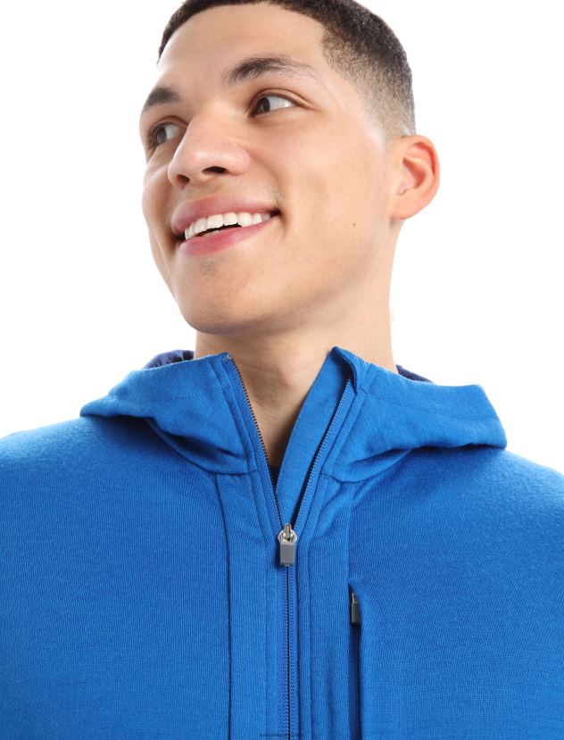 Icebreaker Men Merino Quantum III Long Sleeve Zip HoodieLazurite/Royal Navy 80BXXP203 Clothing