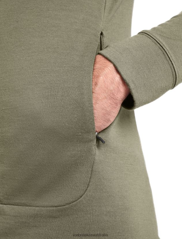 Icebreaker Men Merino Quantum III Long Sleeve Zip HoodieLoden 80BXXP202 Clothing