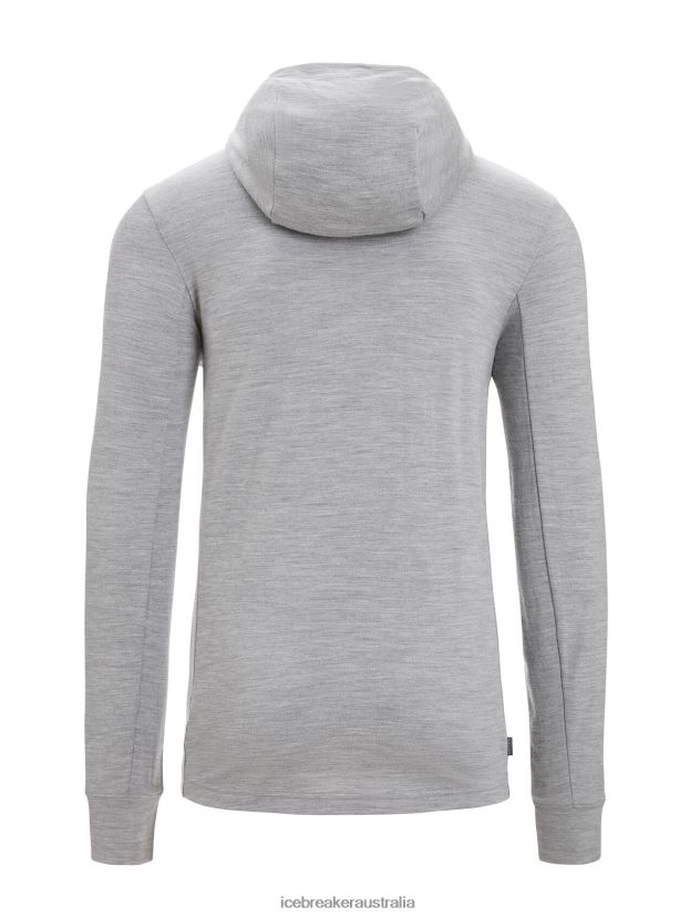 Icebreaker Men Merino Quantum III Long Sleeve Zip HoodieMetro Heather/Black 80BXXP205 Clothing