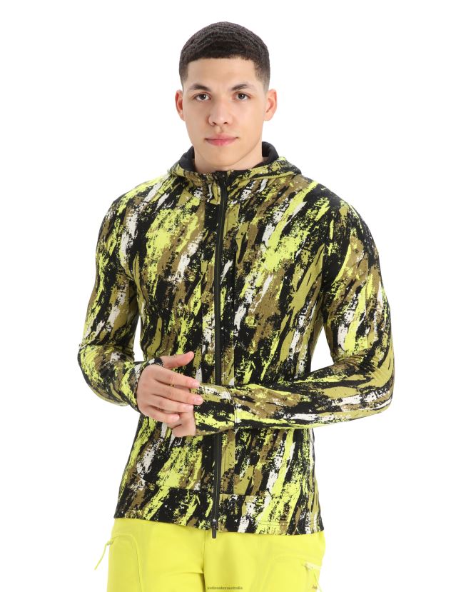 Icebreaker Men Merino Quantum III Long Sleeve Zip Hoodie SedimentaryBlack/Shine 80BXXP414 Clothing