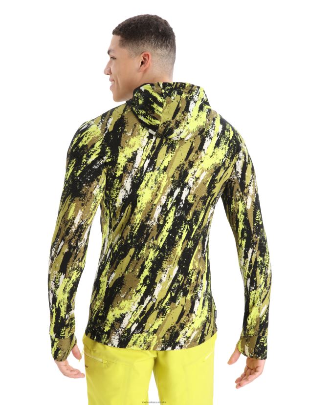 Icebreaker Men Merino Quantum III Long Sleeve Zip Hoodie SedimentaryBlack/Shine 80BXXP414 Clothing