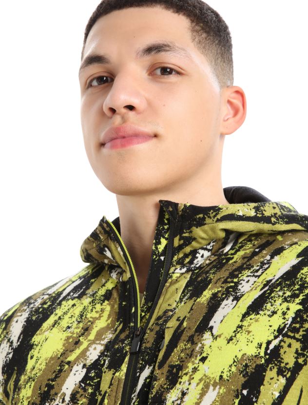 Icebreaker Men Merino Quantum III Long Sleeve Zip Hoodie SedimentaryBlack/Shine 80BXXP414 Clothing