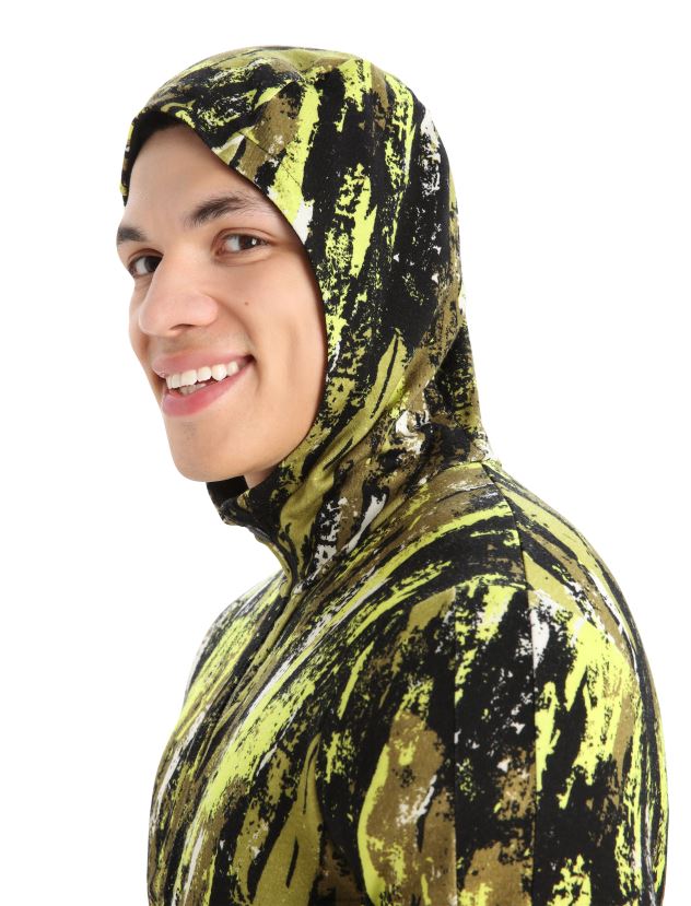 Icebreaker Men Merino Quantum III Long Sleeve Zip Hoodie SedimentaryBlack/Shine 80BXXP414 Clothing