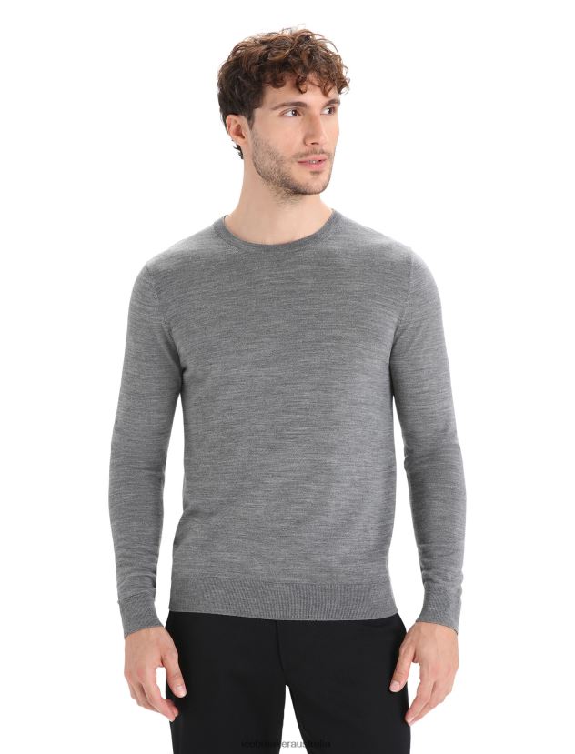 Icebreaker Men Merino Wilcox Long Sleeve SweaterGritstone Heather 80BXXP214 Clothing
