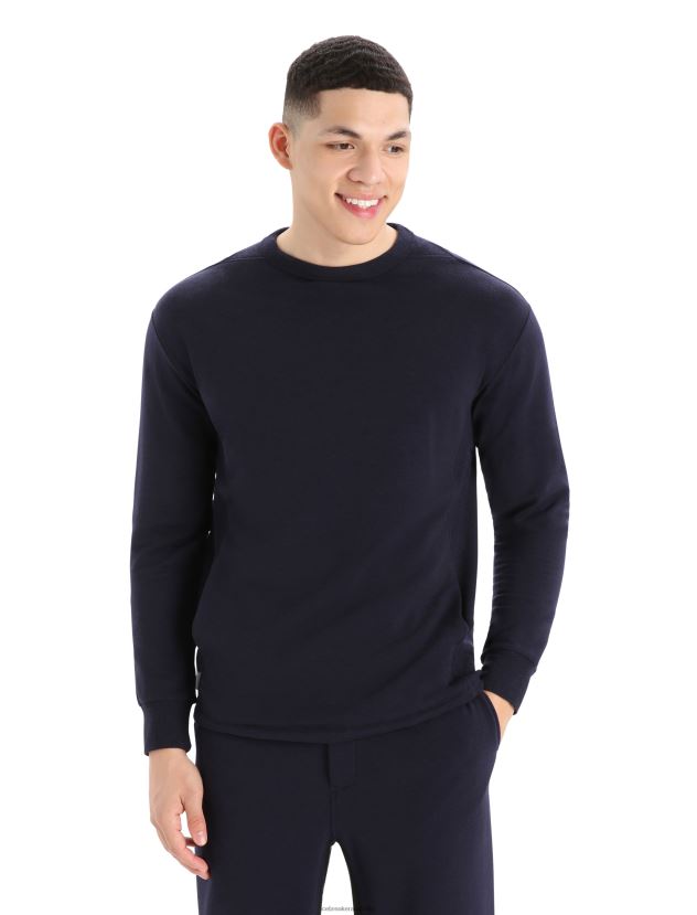 Icebreaker Men RealFleece Merino Dalston Long Sleeve SweatshirtMidnight Navy 80BXXP398 Clothing