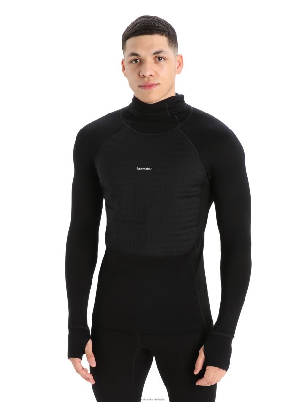 Icebreaker Men ZoneKnit Merino Insulated Long Sleeve Thermal HoodieBlack 80BXXP181 Clothing