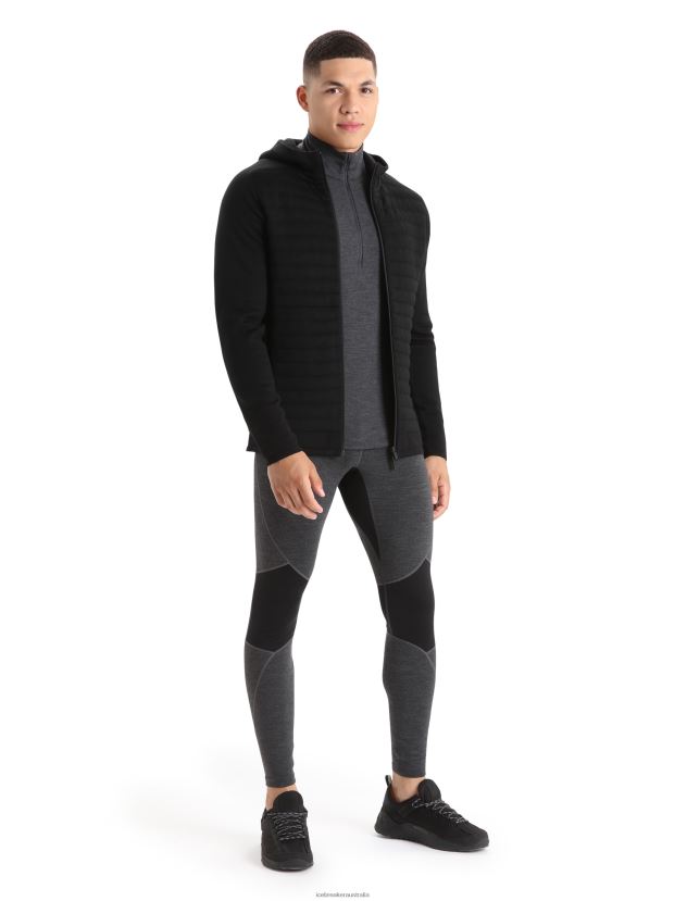 Icebreaker Men ZoneKnit Merino Insulated Long Sleeve Zip HoodieBlack 80BXXP228 Clothing