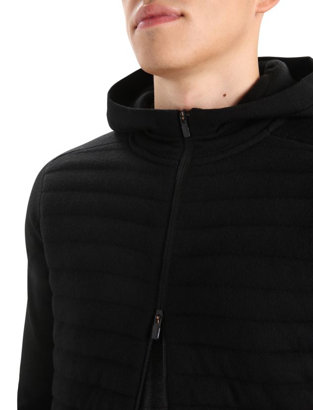 Icebreaker Men ZoneKnit Merino Insulated Long Sleeve Zip HoodieBlack 80BXXP228 Clothing