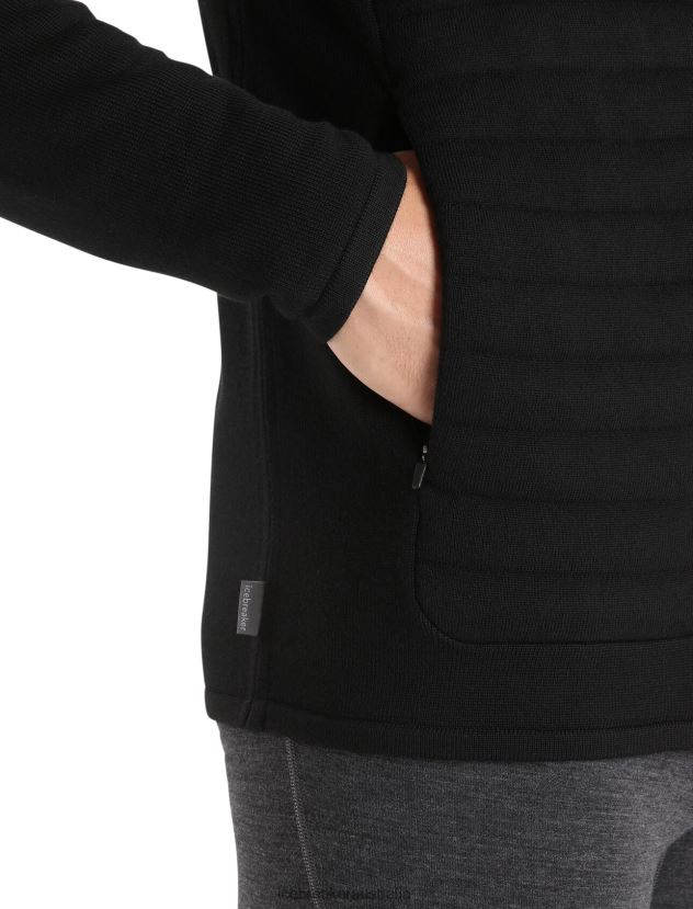 Icebreaker Men ZoneKnit Merino Insulated Long Sleeve Zip HoodieBlack 80BXXP228 Clothing