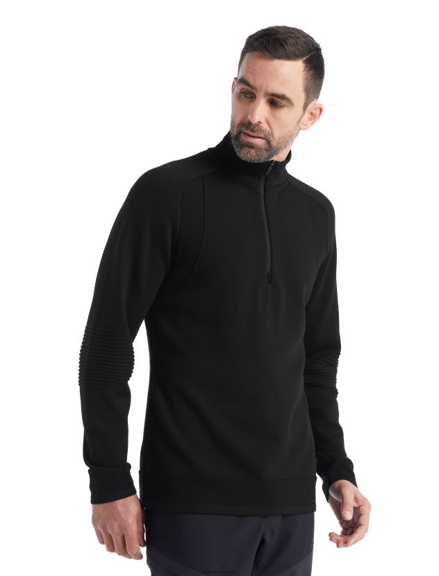 Icebreaker Men ZoneKnit Merino Long Sleeve Half ZipBlack 80BXXP231 Clothing